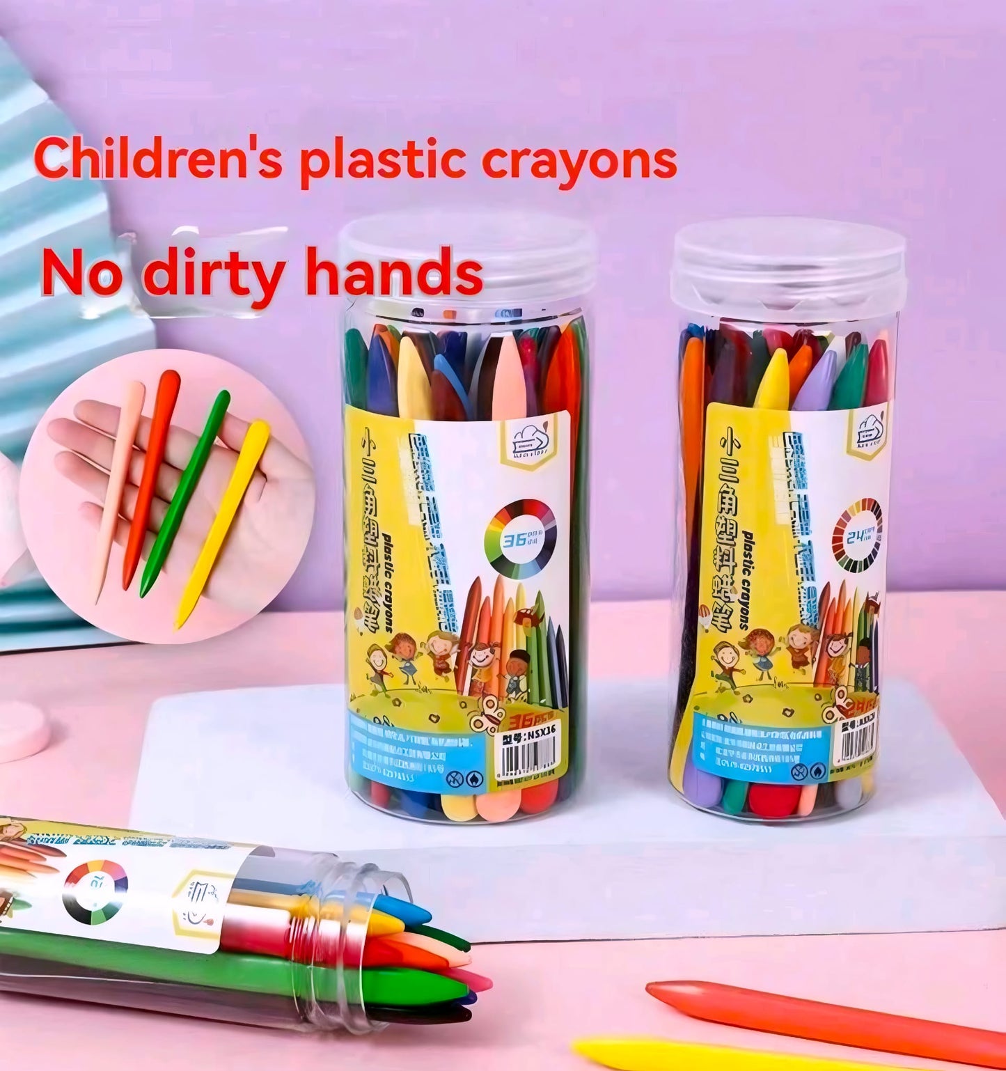 Crayones Plásticos Infantiles - Sin manchas